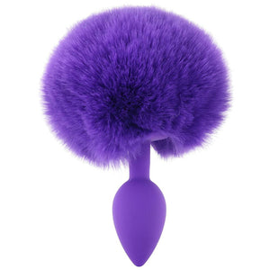 Purple Neon Bunny Tail Beginner Silicone Butt Plug