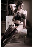 Black Magic Striped Cami Top with Gartered Stockings Plus Size