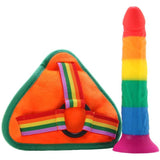 Rainbow Power Drive 7 inch Strap On Dildo With Harness