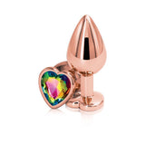 Rear Assets Rose Gold Heart Butt Plug with Rainbow Gem