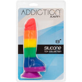 Addiction Justin 8 inch Rainbow Dildo with Balls Box