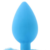 Blue Neon Bunny Tail Beginner Silicone Butt Plug