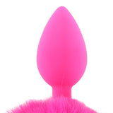 Pink Neon Bunny Tail Beginner Silicone Butt Plug