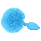 Blue Neon Bunny Tail Beginner Silicone Butt Plug