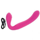 CalExotics Pink Strapless Strap On Side View With USB Charger 