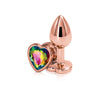 Rear Assets Rose Gold Butt Plug with Heart Gem - Small